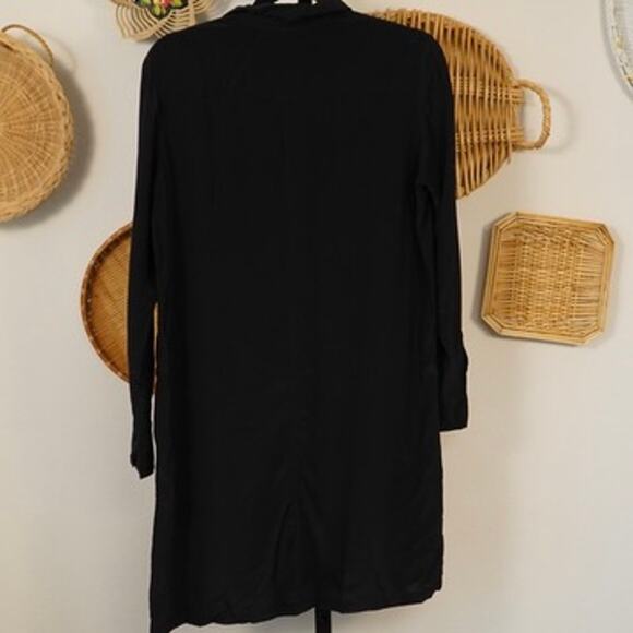 Sezane 100% silk Long Sleeve Collared Shirtdress Black Womens Size 38 - Picture 2 of 8
